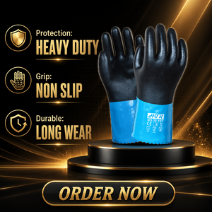 Gants HTR de haute qualité en PVC, résistants à l'huile, imperméables, résistants aux produits chimiques, texturés, durables, respirants, doublés de coton - Product Image 2