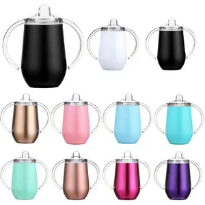 Custom Logo Portable Children Double Wall Metal Vacuum Insulated Stainless Steel Tumblers Kids Sippy Cups with Handle