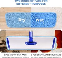Vadrouille en microfibre professionnelle de 18 pouces pour le nettoyage des sols avec manche en acier inoxydable 4 tampons de vadrouille lavables et réutilisables