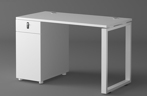 Escritorio de Oficina Blanco JUOU, Escritorio Ejecutivo Moderno en Forma de L, Patas Metálicas Extensibles, Panel de Madera, Mesa de Oficina Ejecutiva - Product Image 6
