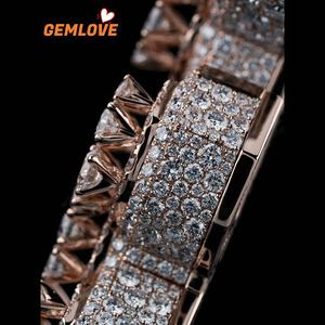 GEMLOVE Collier unisexe plaqué or rose avec pendentif lettre CROWN micro-pavé de zircon, style Hip Hop, pour soirée et mode - Product Image 5