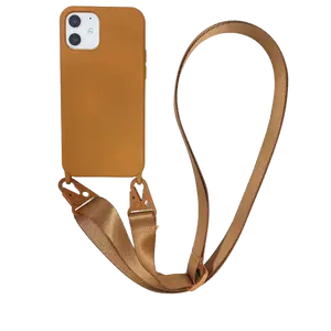 Silicone Integrated Case Mobile Phone Lanyard Crossbody For iphone 14 13 Pro 15 Pro Max Removable Hardware Shell Soft Phone case