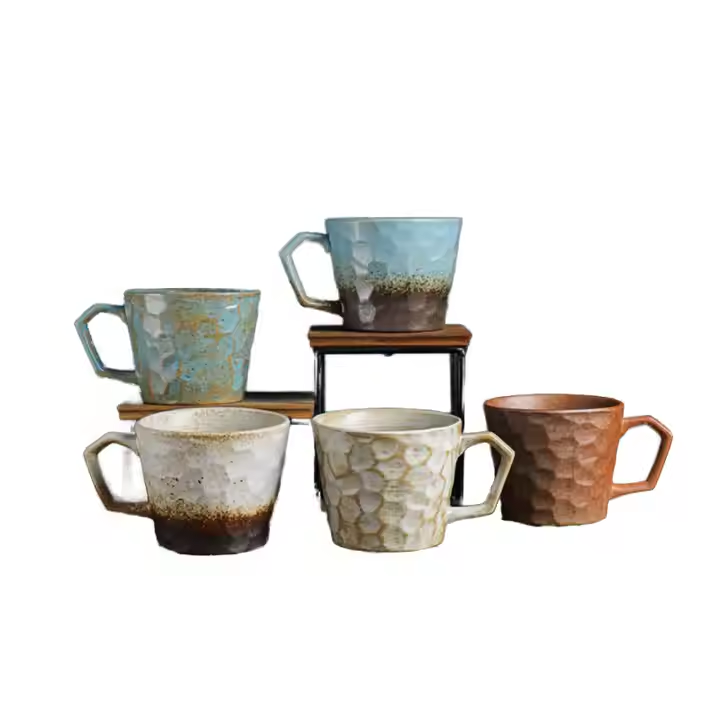 Tasse à café Temp-tations Old World 20 oz avec cuillère assortie - Tasse en céramique peinte à la main à fleurs bleu marine - Tasse à thé surdimensionnée 20 oz - France