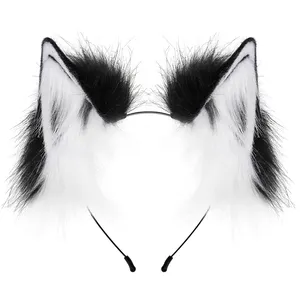 Новый стиль удобный мех из искусственного меха волчьих ушей повязка на голову лисьи уши
