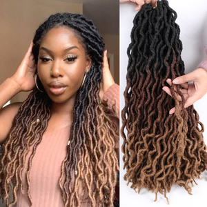 Nữ thần giả locs Crochet phần mở rộng tóc mềm GYPSY locs lượn sóng Bím Tóc 3 giai điệu xoăn Jerry Curl dreadlocks 3 giai điệu xoăn lượn sóng Xoắn - Product Image 2