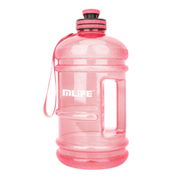 Bouteille d'eau de fitness noire ODM 2,2 L (demi-gallon) avec logo de gym, vide, avec couvercle en plastique, shaker pour compléments alimentaires