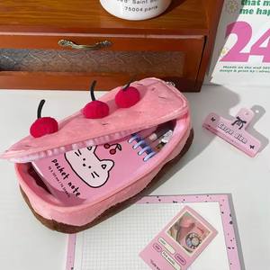 <b>Small</b> Zipper Cosmetic Case Cherry Cake Shaped Pen Bag Makeup Multifunction Cosmetic Brush Pencil Storage Toilet Bag - Product Image 5