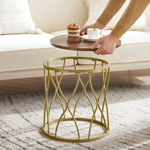 Vase à cadre métallique, meubles de salon en bois, Design Unique et moderne, Table basse/café, vente en gros, 2 pièces - Product Image 5