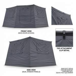 Auvent 270° 2,<span class=keywords><strong>3</strong></span> m en Oxford 900D imperméable et résistant aux déchirures, ensemble de parois avec 1 porte et <span class=keywords><strong>3</strong></span> fenêtres, tente d'appoint pour SUV 4x4 tout-terrain et camping - Product Image 2