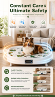 Lit pour chien thermostaté à affichage numérique, chauffant et rafraîchissant, avec audio Bluetooth, housse amovible et lavable, boîte intelligente de régulation de la température