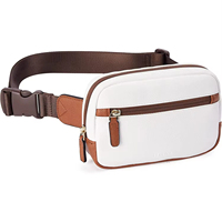 Sac banane en PU à blocs de couleur avec logo personnalisé, sangle réglable, sac bandoulière pour le sport, les voyages, l'usage quotidien et les activités de plein air