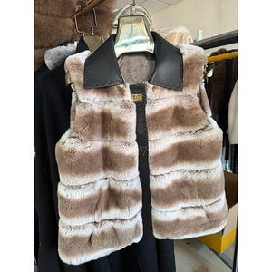 Veste en fourrure de <span class=keywords><strong>lapin</strong></span> Rex véritable pour femmes, col en peau de mouton naturelle de luxe ViVi7, texture douce, vêtements d'extérieur nobles pour femmes - Product Image 4