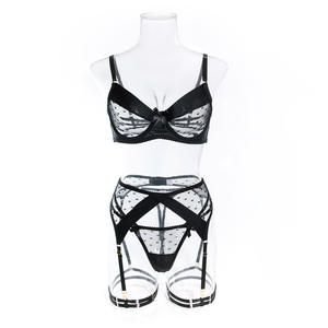 Lingerie Nera Esotica e Sexy <span class=keywords><strong>con</strong></span> Reggicalze e <span class=keywords><strong>Calze</strong></span>, Lingerie Trasparente per Donne Mature e Formose - Product Image 5