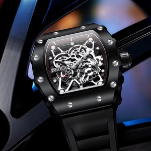 Montre à quartz argentée pour homme Drioshipping, bracelet en caoutchouc parfait, étanche, squelette, en stock, kit montre d'affaires - Product Image 5