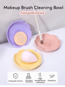 Nouveau bol pliable en silicone pour nettoyer les pinceaux de maquillage, tampon nettoyant pour pinceaux cosmétiques, outils de nettoyage de beauté pratiques - Product Image 2