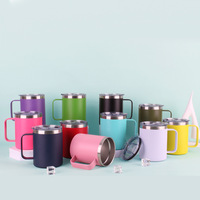Tasse isotherme portable 350 ml avec poignée, en acier inoxydable 304, isolation thermique 6-12 heures, boucle minimaliste moderne pour café