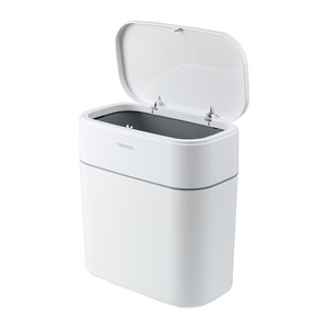 Cubo de basura minimalista con botón pulsador de diseño estrecho, 8-11.9 pulgadas, multifunción, para cocina, baño, sala de estar, estudio - Product Image 3