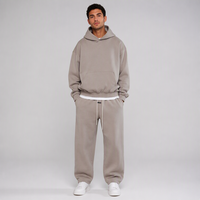 Ensemble de sweats à capuche à épaules tombantes en molleton French Terry, style streetwear, personnalisé ODM, fournisseur de vêtements sportifs tendance, coupe large vintage couleur sable