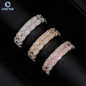 Bague Éternité en Argent Sterling 925 Moissanite Taille Émeraude, Entièrement Pavée de Diamants Baguette, Bijoux Fins pour Femme – Prix Usine - Product Image 1