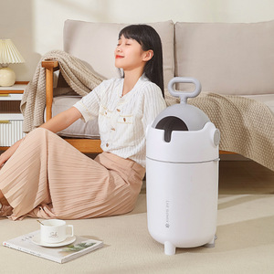 Diaper Trash Can 12L Cylindrical Odor Proof With Removable Inner Bucket Indoor Use <b>White</b> - Product Image 3