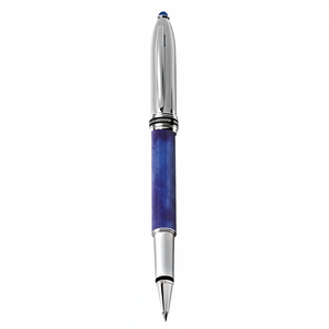 Penna Rollerball Blu con Strisce Cromate, Strumento di Scrittura Premium - Product Image 2