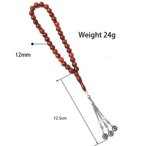 Collier de prière musulman en perles de résine de 12mm 33 perles chapelet islamique <span class=keywords><strong>pendentif</strong></span> en alliage ovale <span class=keywords><strong>ambre</strong></span> Tasbih - Product Image 6