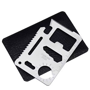 <b>Multi</b> Functional Stainless Steel Survival <b>Tool</b> Card With Serrated Edge And Pouch For Outdoor <b>Camping</b> And Wilderness Use - Product Image 1