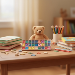 Letras de madera ILAN 29.5x12.5 cm, juego de alfabeto colorido para el aprendizaje de los niños - Product Image 3