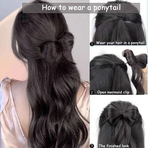 Lazo medio atado Cola de Caballo sintética esponjosa peluca ondulada trenza captura Clip <span class=keywords><strong>contrato</strong></span> cabeza de bola trenza Cola de Caballo extensión para mujeres - Product Image 5