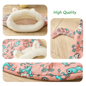 Fabricante caliente invierno cálido semi cerrado saco de dormir para mascotas suave cómoda cama para dormir para gatos polar cálido gato cueva para mascotas pequeñas - Product Image 2