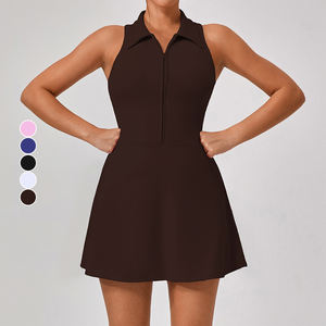 Hochwertiges Sport kleid für Frauen mit hoher Taille Neuer abnehmender Fitness anzug mit Golf-Tennis-Revers rock Design Damen-Fitness-Sets - Product Image 4