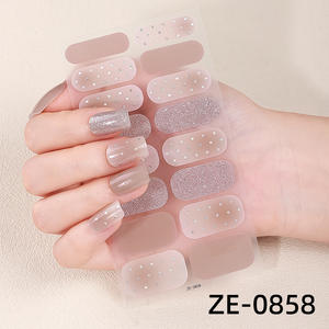 2025 verano flor brillo polvo uñas pegatinas 16 Uds puntas autoadhesivas DIY Gel Nail Art diseño pegatina envoltura plantilla hoja - Product Image 3