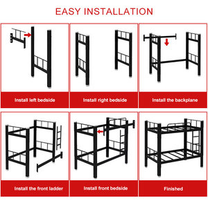 Giường tầng đôi cỡ lớn khung thép không gỉ, chất liệu đá đỏ, dành cho sinh viên ký túc xá, xếp hạng cao nhất - Product Image 4