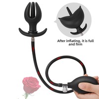 Plug anal gonflable en silicone, outil de massage pour la stimulation de la prostate, pour hommes et femmes, tige flexible, base lisse, noir, 150g