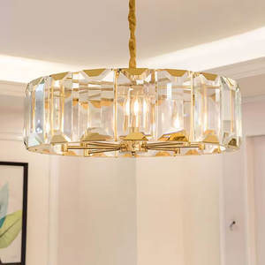 Lustre en verre de fer suspendu moderne d'intérieur de haute qualité lustre en cristal rond - Product Image 1