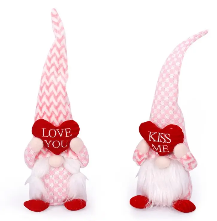Wholesale Handmade Valentine's Day Gifts 2023 Pink Valentine Gnomes Decorations Valentines kiss me Gift Ornament