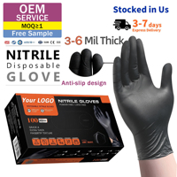 Vendita calda EN455 certificati 3mil guanti in Nitrile nero impermeabile costruzione di sicurezza alimentare tatuaggi in lattice funzione Anti-taglio