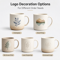 Taza de Café de Cerámica Personalizada con Insignia de Cobre en Relieve, Taza de Gres Acanalado de Lujo, Regalo Corporativo, Fabricación OEM/ODM, Venta al Por Mayor