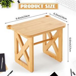 Wooden Label Holder Desktop <b>Printer</b> Stand Solid Wood Shelf For Office <b>Desk</b> Storage Rack With Roll Holder - Product Image 4