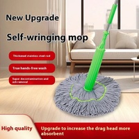Mopa Metálica Doméstica de Doble Uso para Limpieza de Suelos, Seca y Húmeda, con Cubo de Autolimpieza y Sistema de Lavado sin Manos, Absorbente y Descontaminante