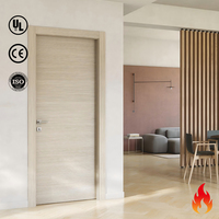 Puerta de Madera Contrachapada de Roble Rojo con Certificado de Aprobación, Puertas Interiores con Panel Liso Resistentes al Fuego para Apartamentos