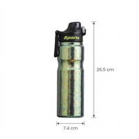 Bouteille d'eau portable en titane pur, légère, 20 oz, à double paroi isolée, avec couvercle et poignée, pour les sports de plein air