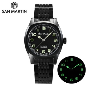 Reloj Mecánico para Hombre San Martin SN0026-G-AH, Diseño Original, Chapado en Negro, Estilo Deportivo Vintage, Simple, Clásico y de Lujo - Product Image 1