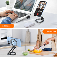 Soporte Magnético Plegable para Teléfono, Portátil, para Escritorio, con Imán Fuerte, para Gimnasio, Transmisión en Vivo, Fotografía