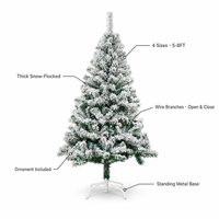 Sapin de Noël artificiel en sapin floqué de qualité supérieure, en PVC écologique, réaliste, avec base de support, pour intérieur