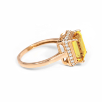 Anillo Ajustable de Plata 925 con Citrino Natural Amarillo Brasileño, Corte Facetado Perfecto, Joyería para Mujer