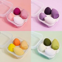 Ensemble d'éponges de beauté de haute qualité 4 pièces/boîte avec logo personnalisé ensemble d'éponges de maquillage souples sans latex