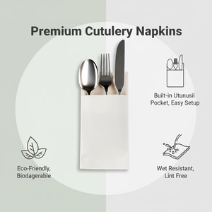 Tovaglioli da Cena SOTON AirLaid Neri e Bianchi Piegati con <span class=keywords><strong>Tasca</strong></span> Portaposate Certificati FSC in Pura Polpa di Legno Stampati Confezione in Sacchetto - Product Image 3