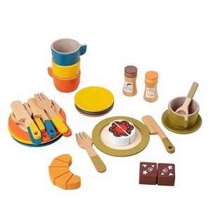 Jun Kai Ensemble de <span class=keywords><strong>cuisine</strong></span> en <span class=keywords><strong>bois</strong></span> pour thé de l'après-midi, jeu de simulation transfrontalier, pour enfants de 4 à 6 ans, avec gâteaux, collations et service à thé, <span class=keywords><strong>jouet</strong></span> combiné - Product Image 1