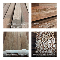 High Quality Light Red Meranti Finger-Joint Engineered Timber Durable Strong Continuous Length Low Fatt Wood Industries FJRM